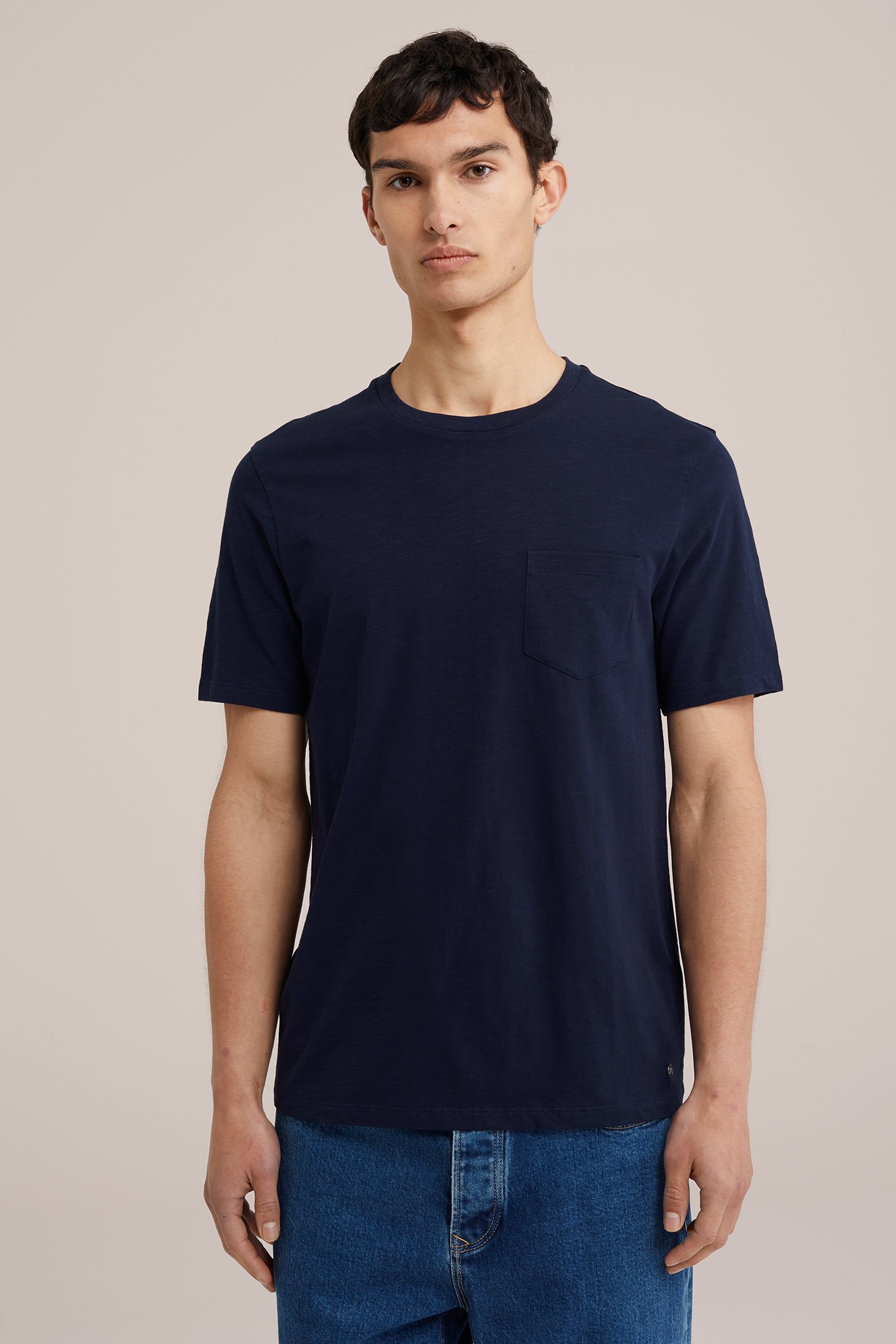 T-shirt met borstzak WE Fashion Donkerblauw