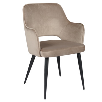KARWEI eetkamerstoel Puck beige fluweel polyester met armleuning