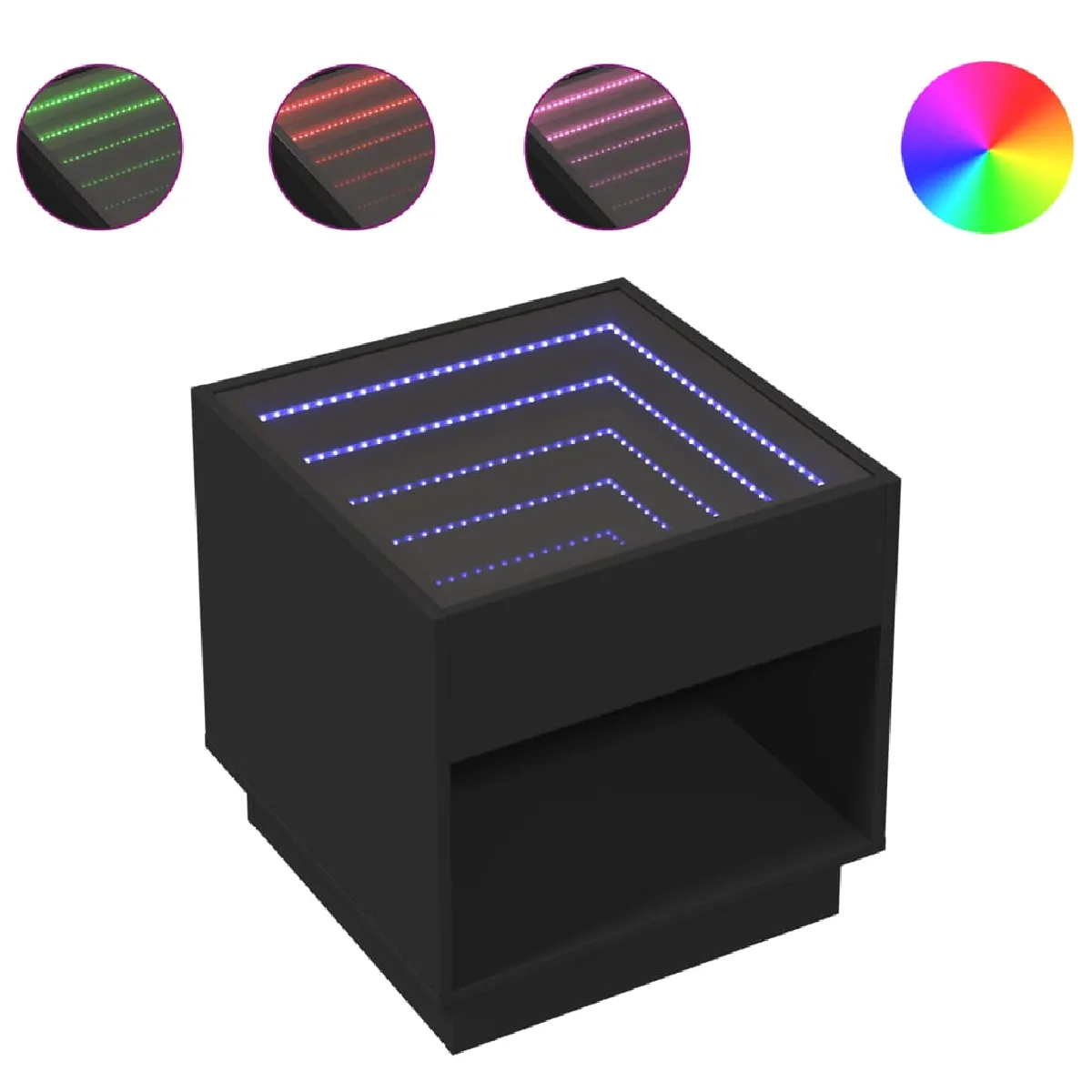 vidaXL Table de chevet LED - Noir