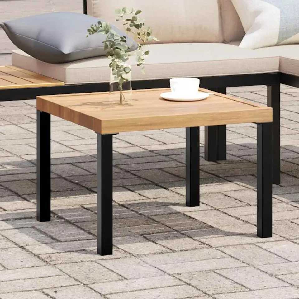 vidaXL - Tuinsalontafel - Zwart - Gepoedercoat staal - 55x55x39,5 cm