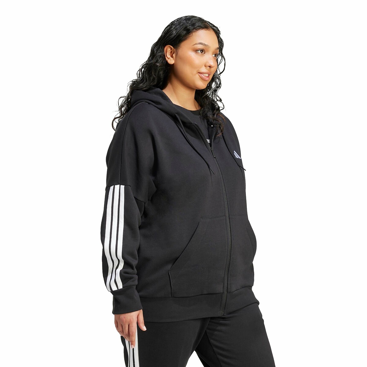 ADIDAS ROUPAS ESPORTIVAS<br>Moletom com zíper Essentials 3 listras