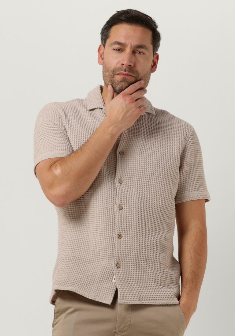 ANERKJENDT beige anerkjendt casual overhemd akleon s/s waffle