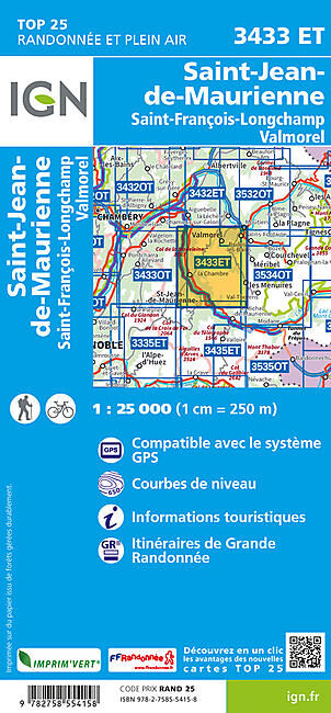 IGN - TOP25 3433ET SAINT JEAN DE MAURIENNE 1 25 000
