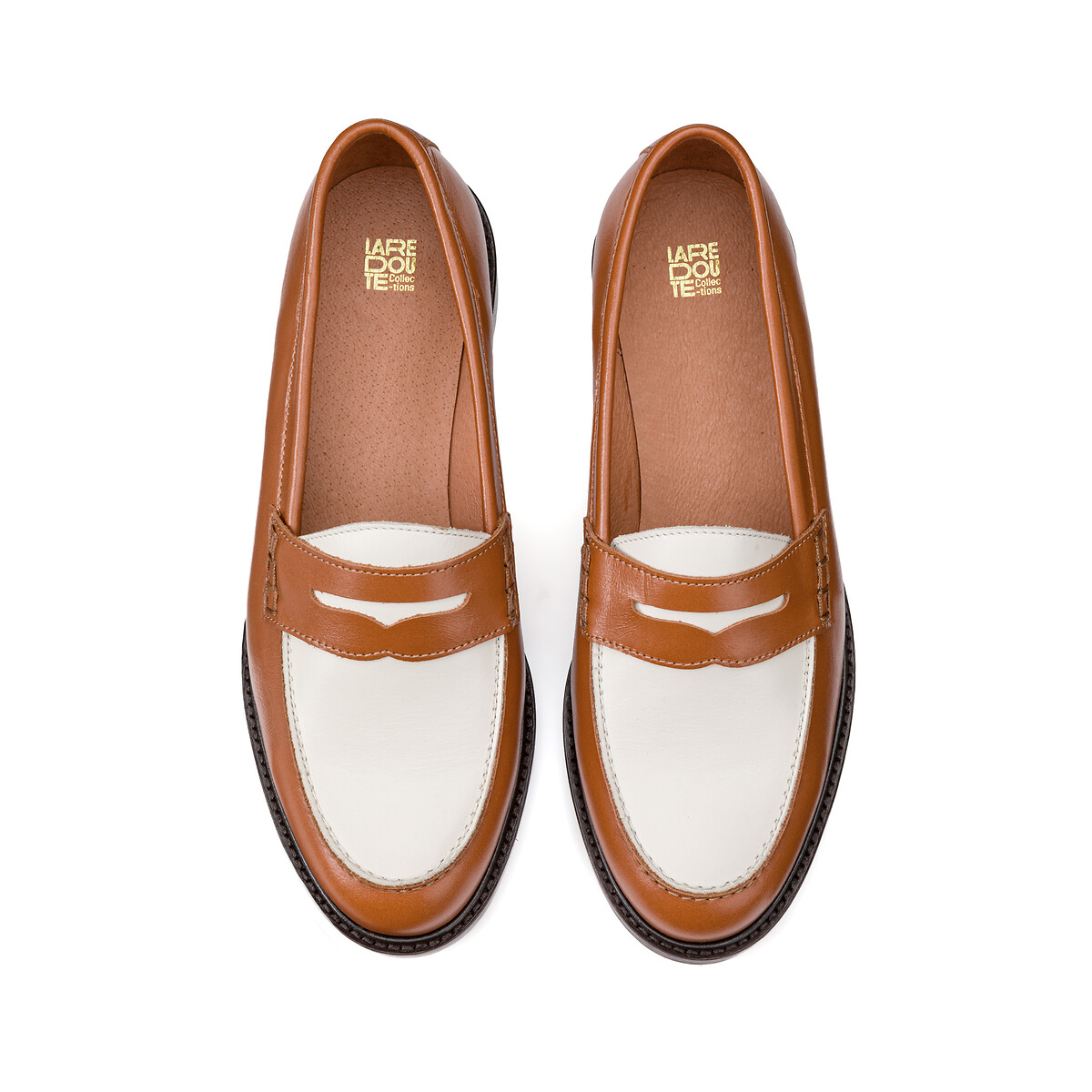 COLEÇÕES LA REDOUTE<br>Mocassins em leer, bicolor