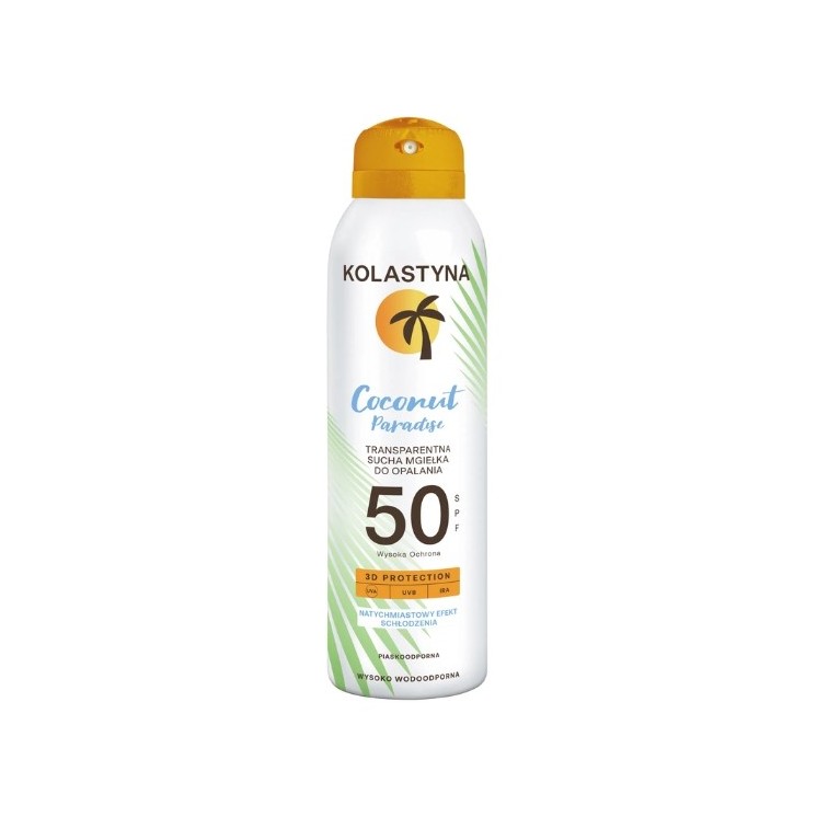 Kolastyna Coconut Paradise transparenter trockener Sonnenbräunungsnebel SPF50 150 ml