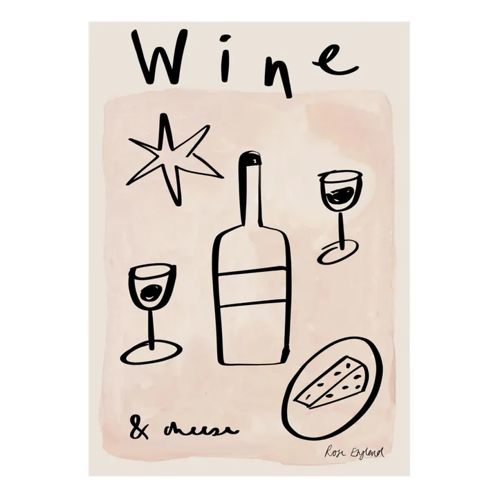 Rose England Affiche Wine & Cheese | Beige