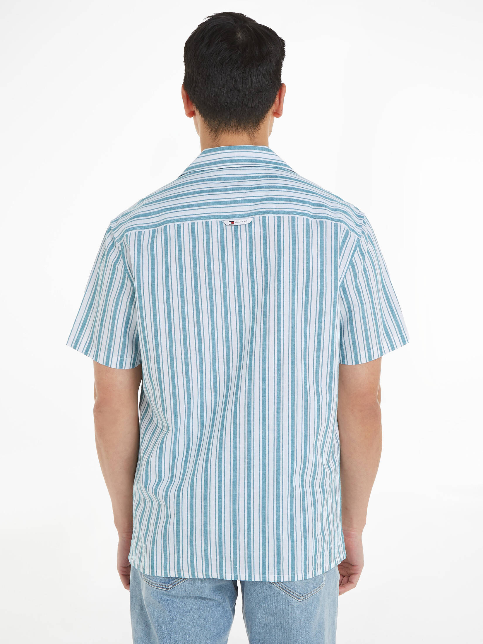 Tommy Jeans| Herren Hemd aus Baumwoll-Leinenmix Regular Fit Kurzarm