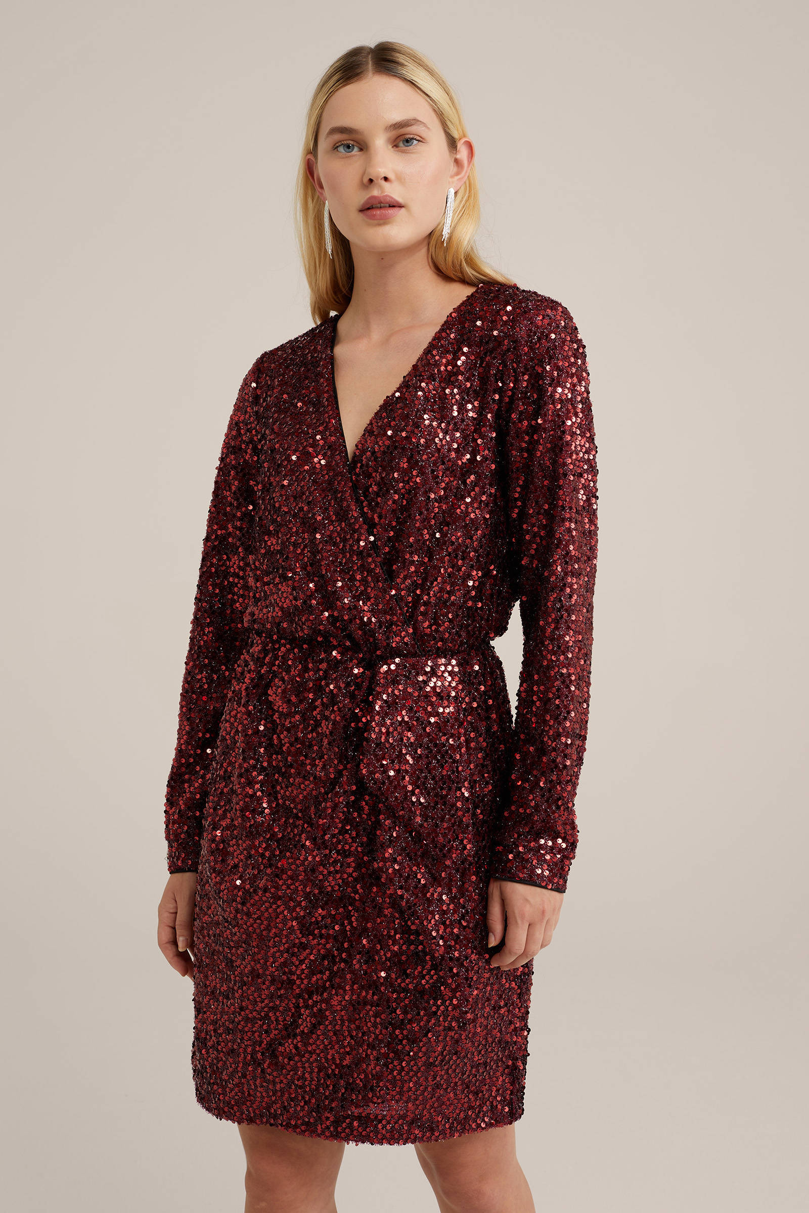 WE Fashion pailletten jurk rood