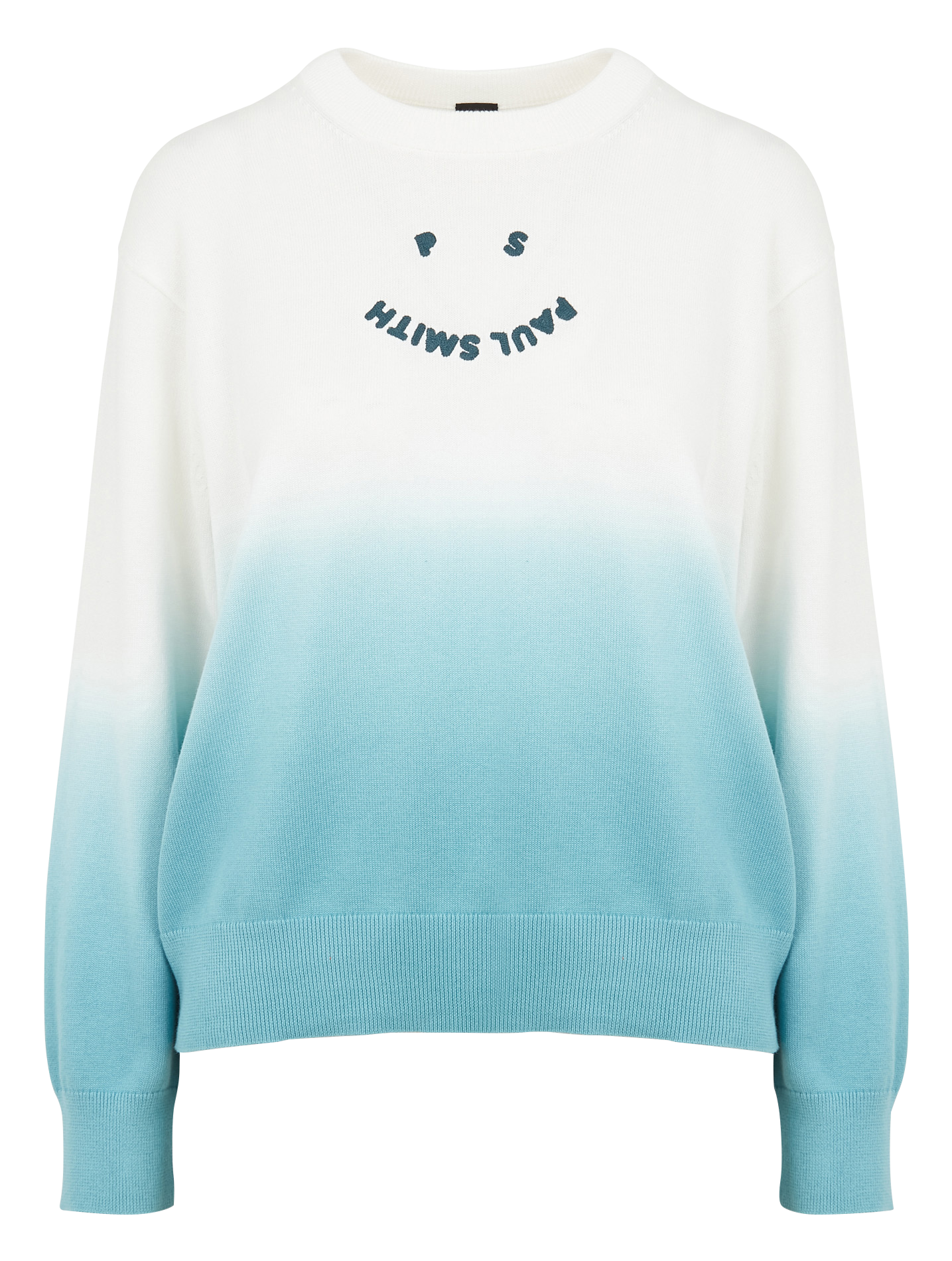 Pull col rond dégradé fondu en coton| Bleu
