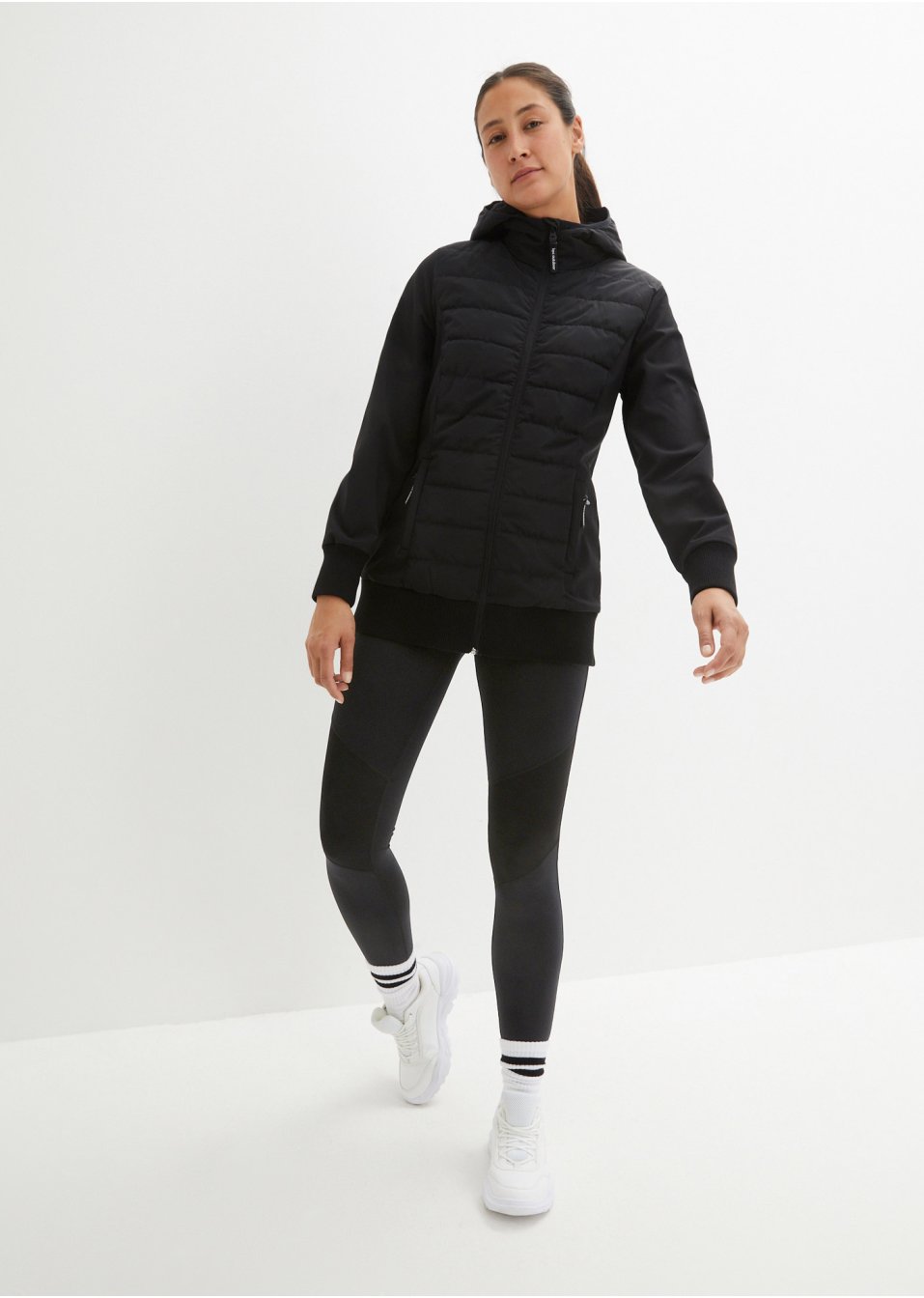 Veste matelassée avec mélange de matière, coupe-vent