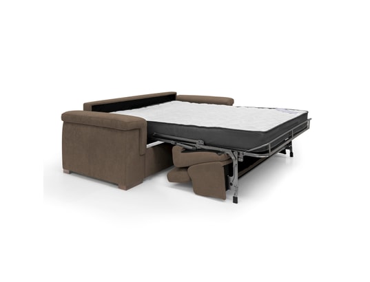DIVANI.STORE - Canapé lit giunone matelas h18 cm brun 2 places