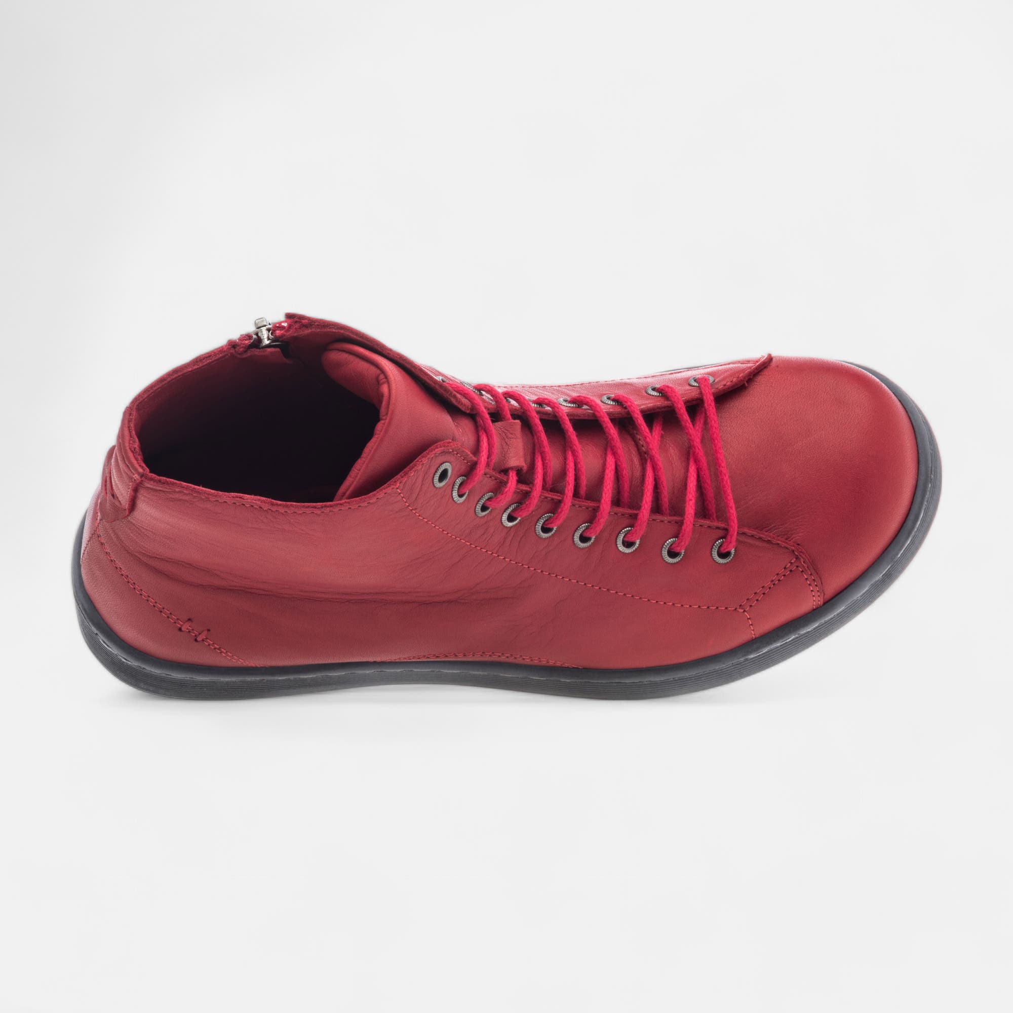 Baskets hautes Femme en cuir rouge