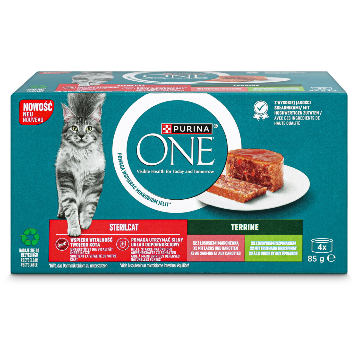 One Katzenfutter Terrine Sterilcat Lachs & Truthahn 4x85g