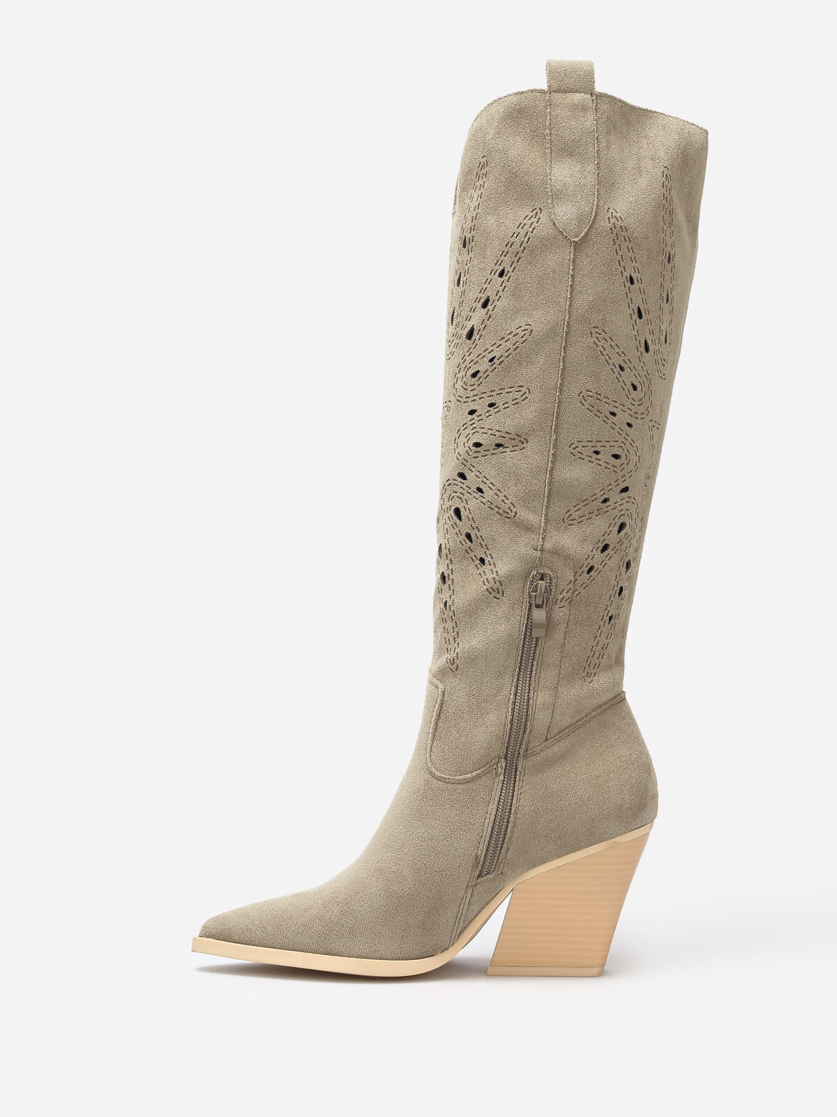 Bottes santiags en suédine ajourée- Kaki