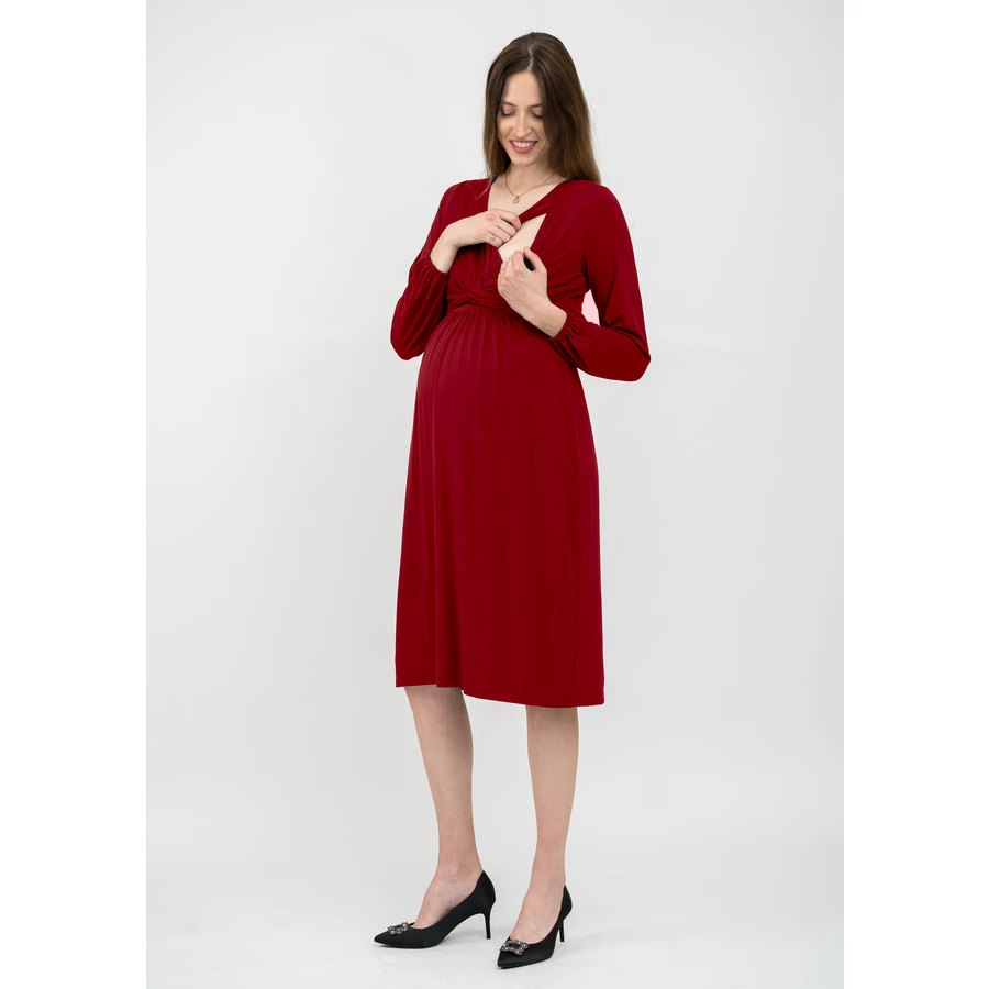 Cool Mama Umstands- und Stillkleid 2 in 1 Bordeaux