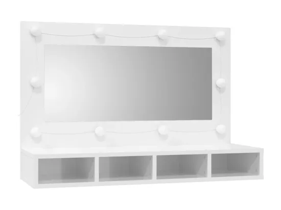 Armoire à miroir avec LED Blanc brillant 90x31,5x62 cm