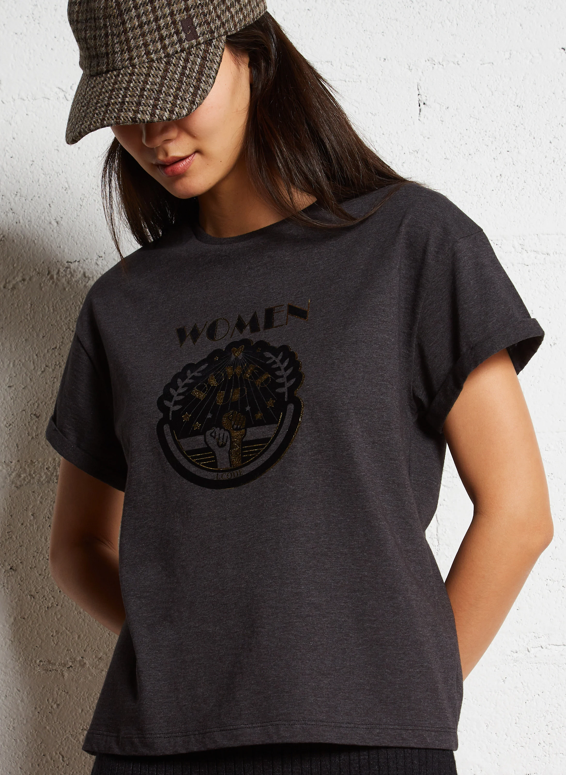 Tee-shirt col rond en coton | Gris