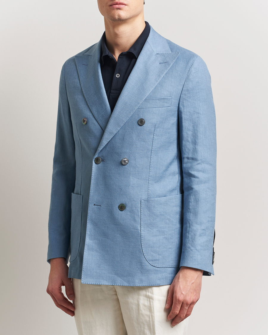 Oscar Jacobson Farris Patch Soft DB Linen Blazer Light Blue