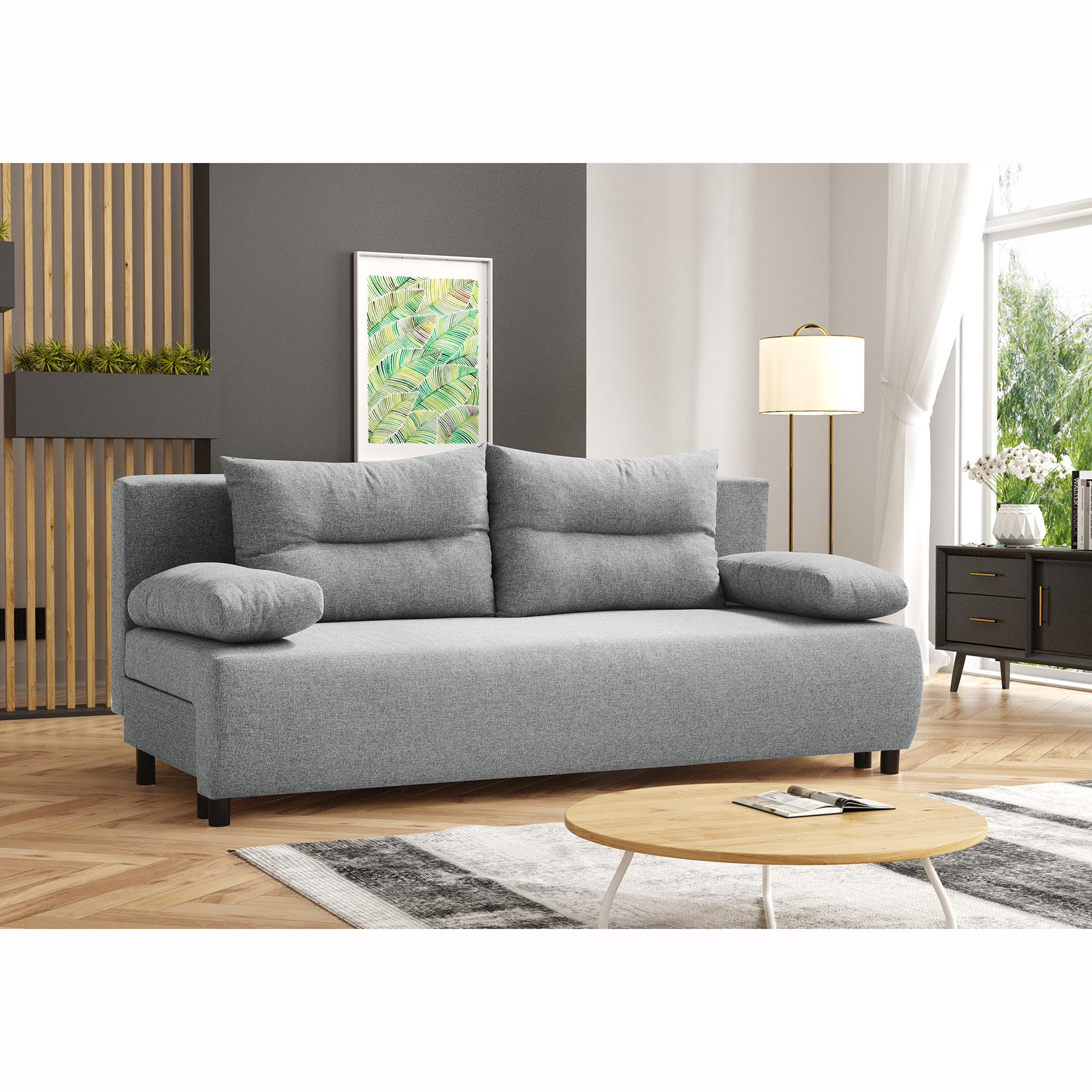 Schlafsofa - grau - mit Staukasten - 192 cm