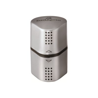 Faber-Castell Grip - Taille-crayon - 3 trous - Avec réservoir - Argent
