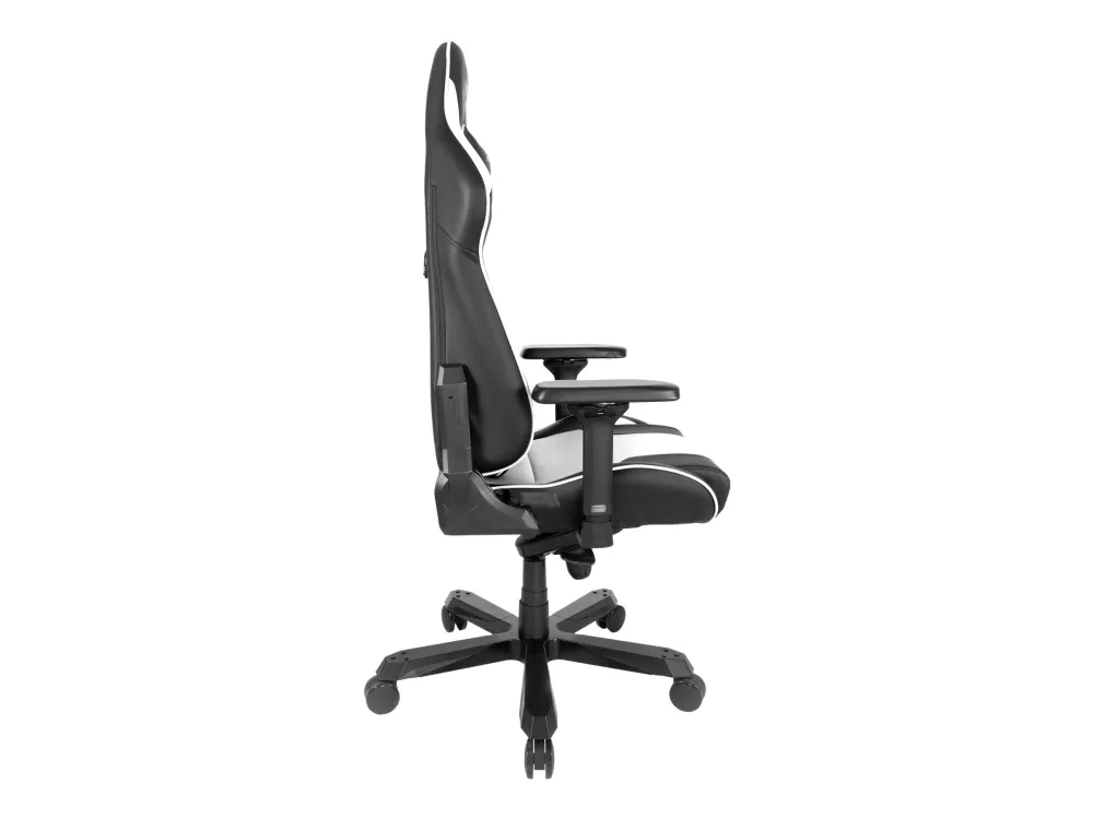 DXRacer King Series OH/KA99 - Stol - ergonomisk - høj ryg - armstøtter - T-formet - vippe - drejeled - aluminium, polyuretan kunstigt læder, højdensistets støbt skum, stålramme, koldstøbt skum - sort, hvid