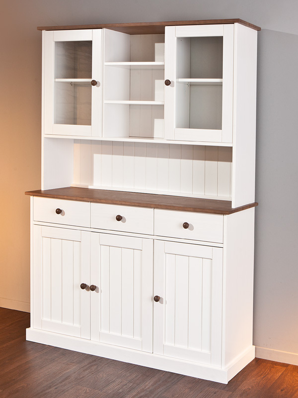 Buffet WESTERLAND - weiß-sepia - Kiefer massiv - 191 cm hoch