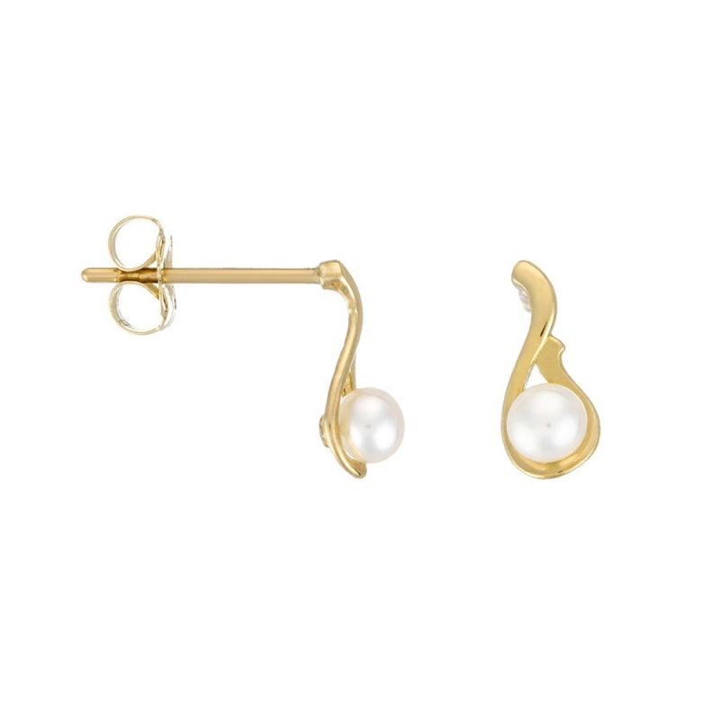 Boucles d'oreilles or jaune et Perles de culture blanches 