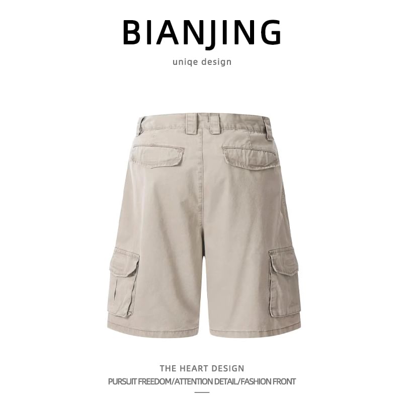 Zentrus - Mid Rise Plain Cargo Shorts