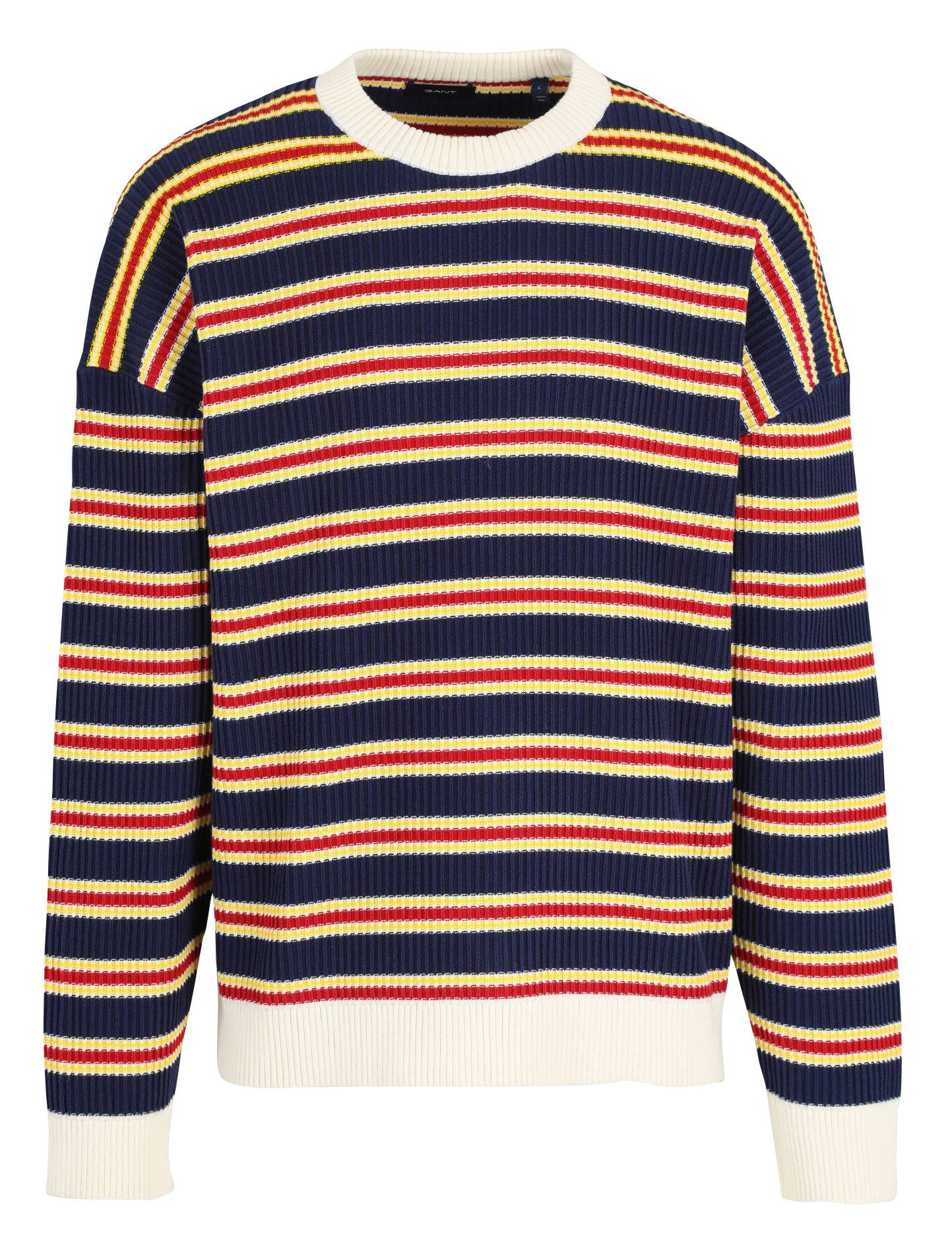 Pull col rond regular-fit rayé en coton | Multicolore