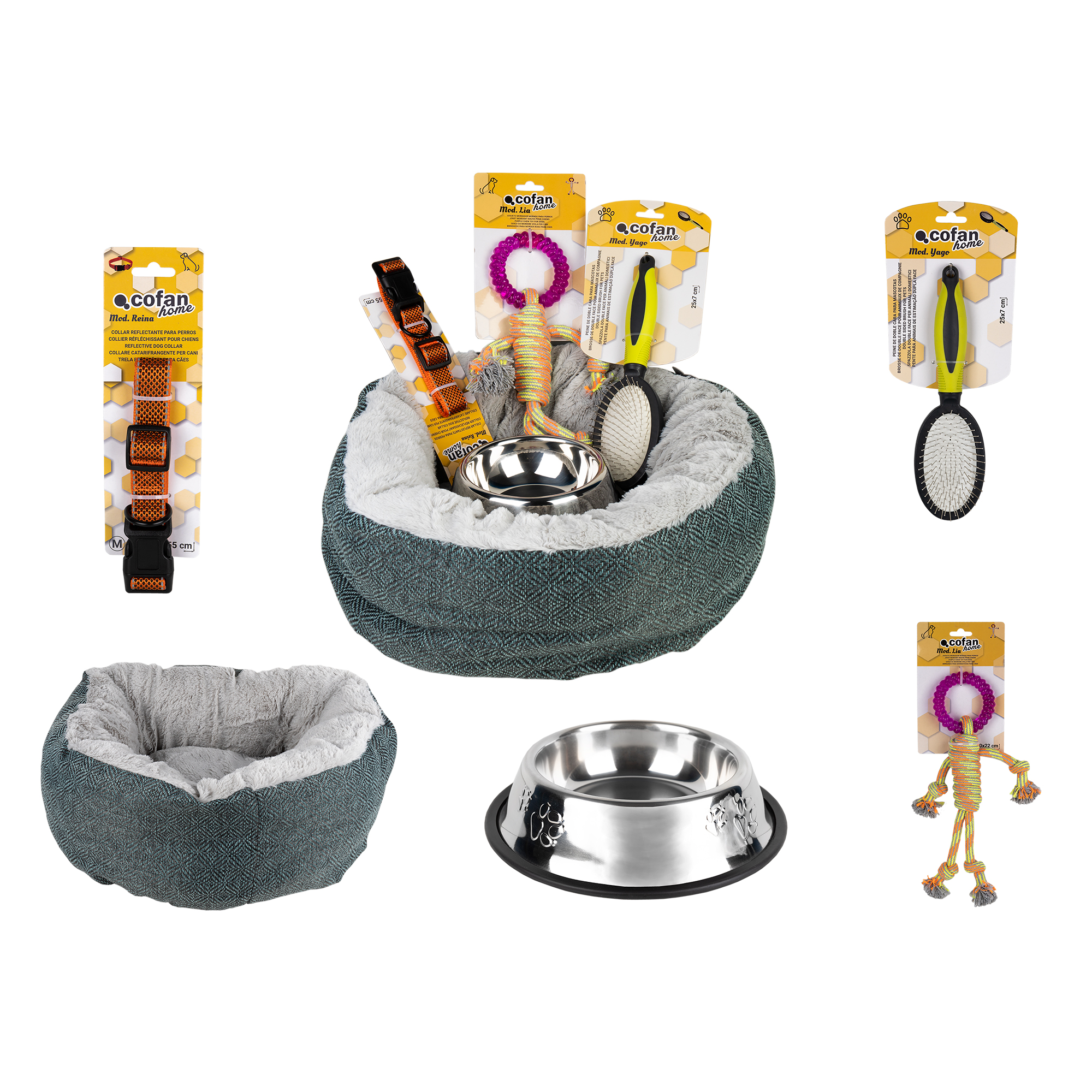 Conjunto Cofan com 5 acessórios para animais de estimação