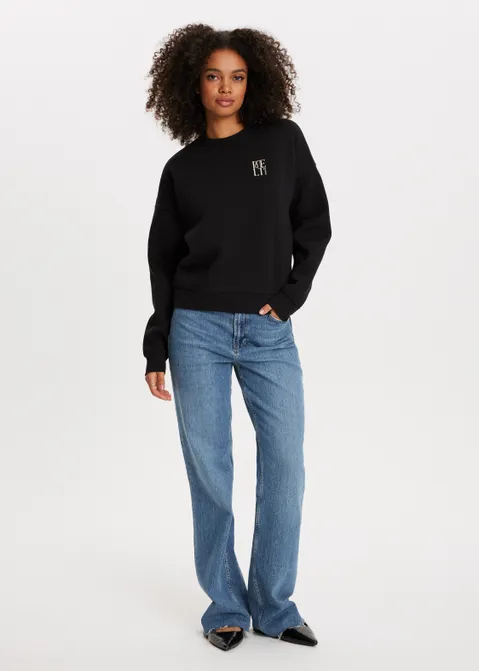 Sweater met print abstract zwart (ZWART)