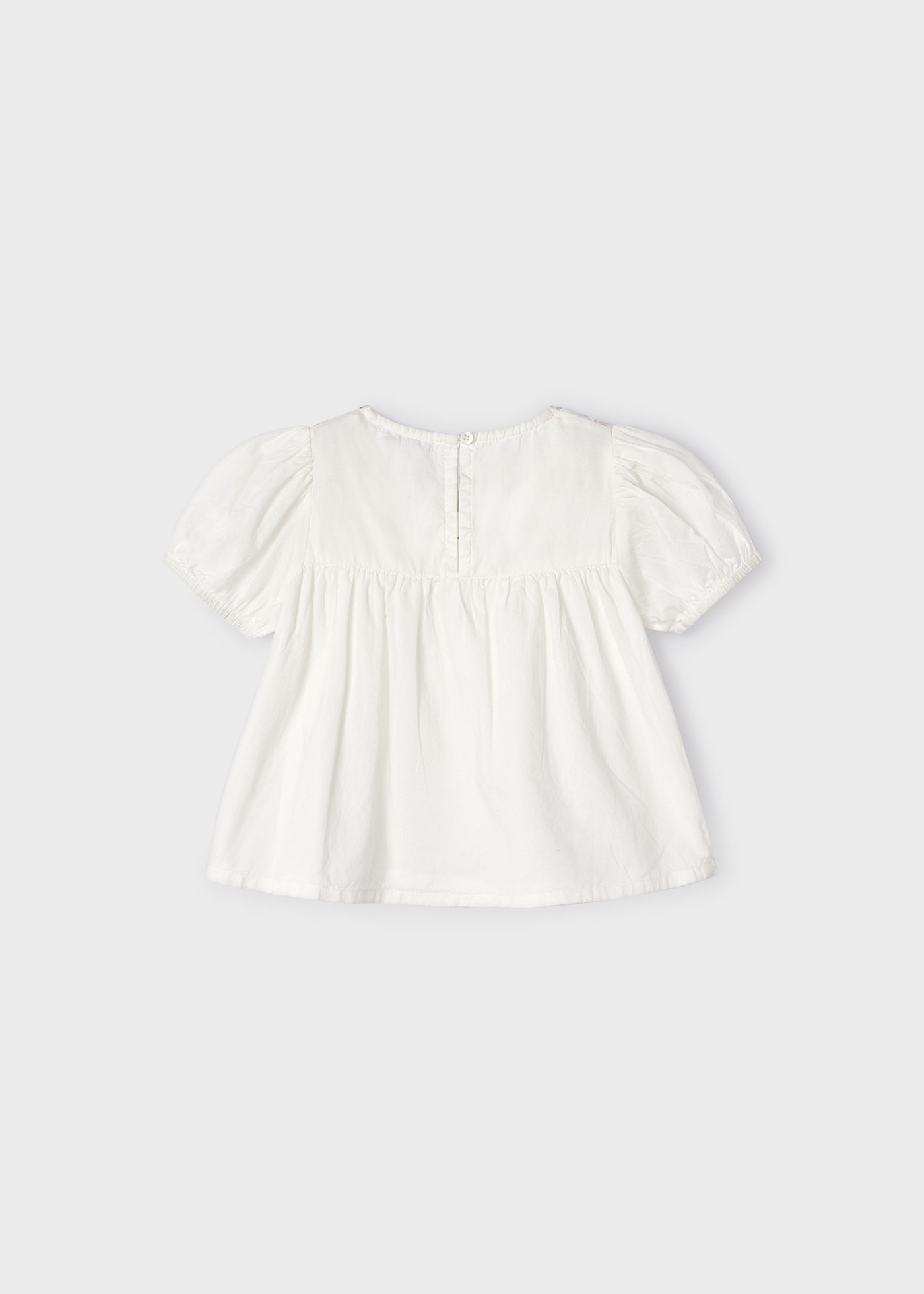 Blusa bordada infantil Better Cotton, cor cru-rosado