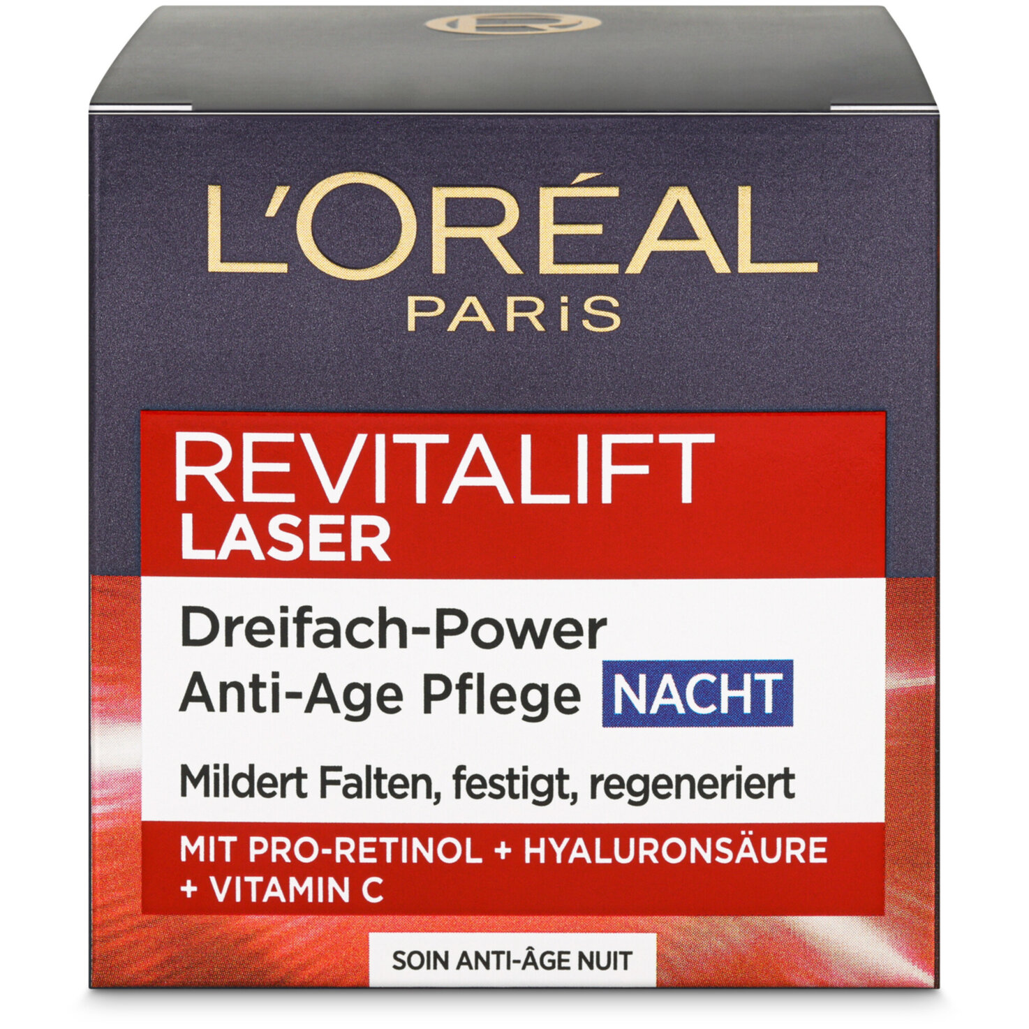 L'Oréal Paris RevitaLift Laser X3 Dreifach-Power Anti-Age Pflege Nacht, 50ml