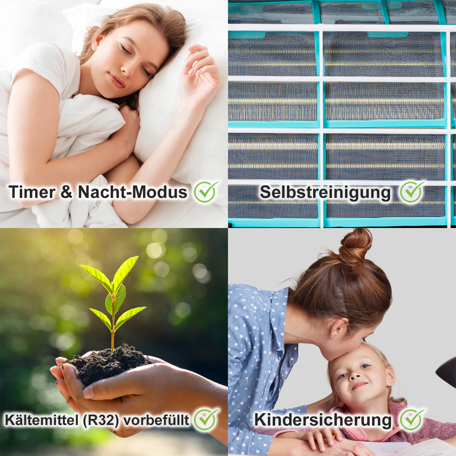 TroniTechnik® Split Klimaanlage REYKIR 12000 BTU Inverter Klimagerät, SMART, UVC Luftreinigung, 5m Leitung, Wandhalterung