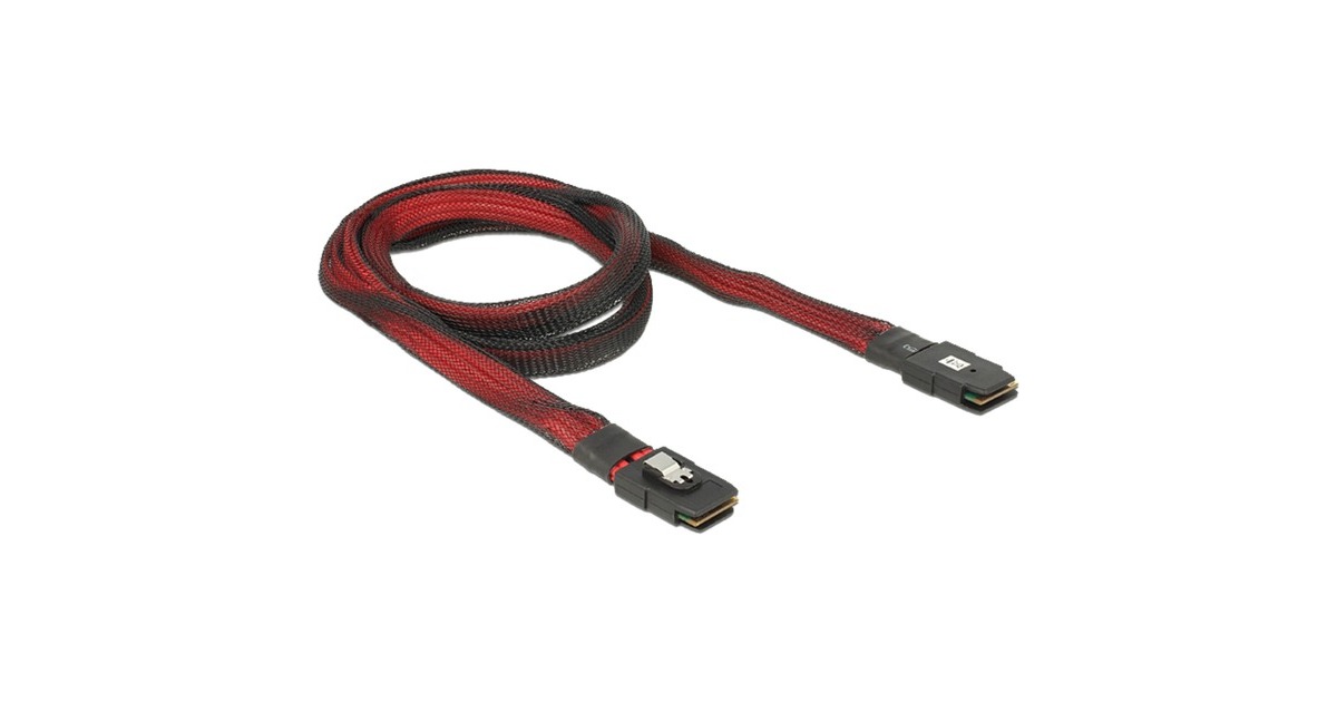 DeLOCKMini SAS SFF-8087 > Mini SAS SFF-8087 kabel  (Rood/zwart, 1 meter)