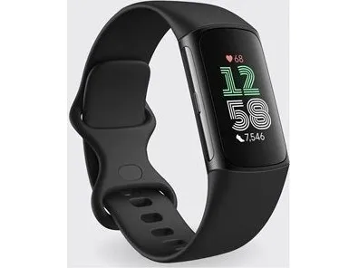 Fitbit Charge 6 - Sort aluminium - aktivitetssporer med uendelighedsbånd - silikone - obsidian - Bluetooth, NFC