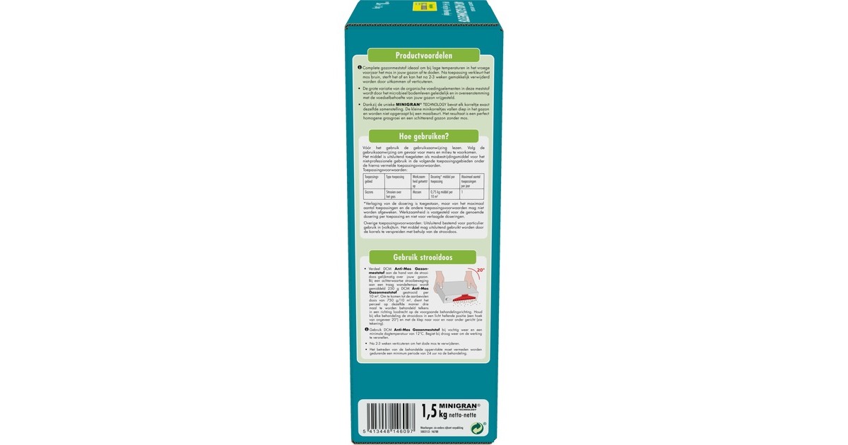 DCMAnti-mos Gazonmeststof 1,5 kg  (Tot 20 m²)
