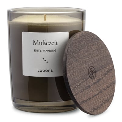 Looops Duftkerze mit Holzdeckel, Mußezeit
