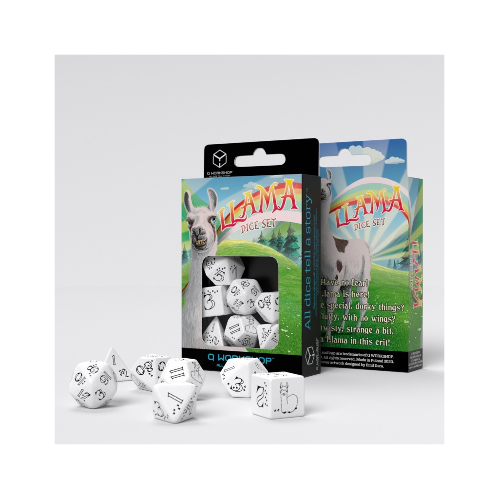 Bright Llama Dice Set (White & black)