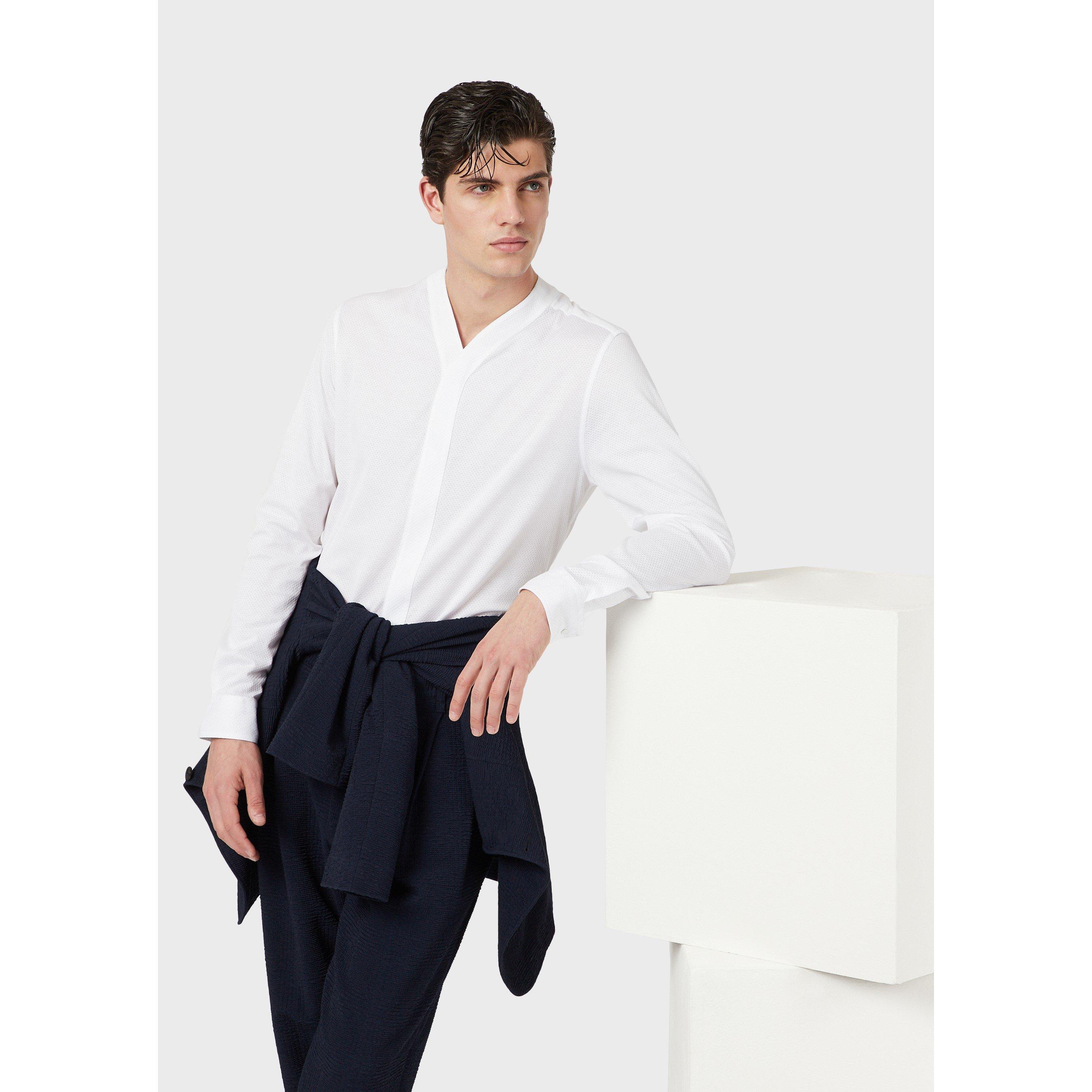 Emporio Armani V Neck Collarless Shirt