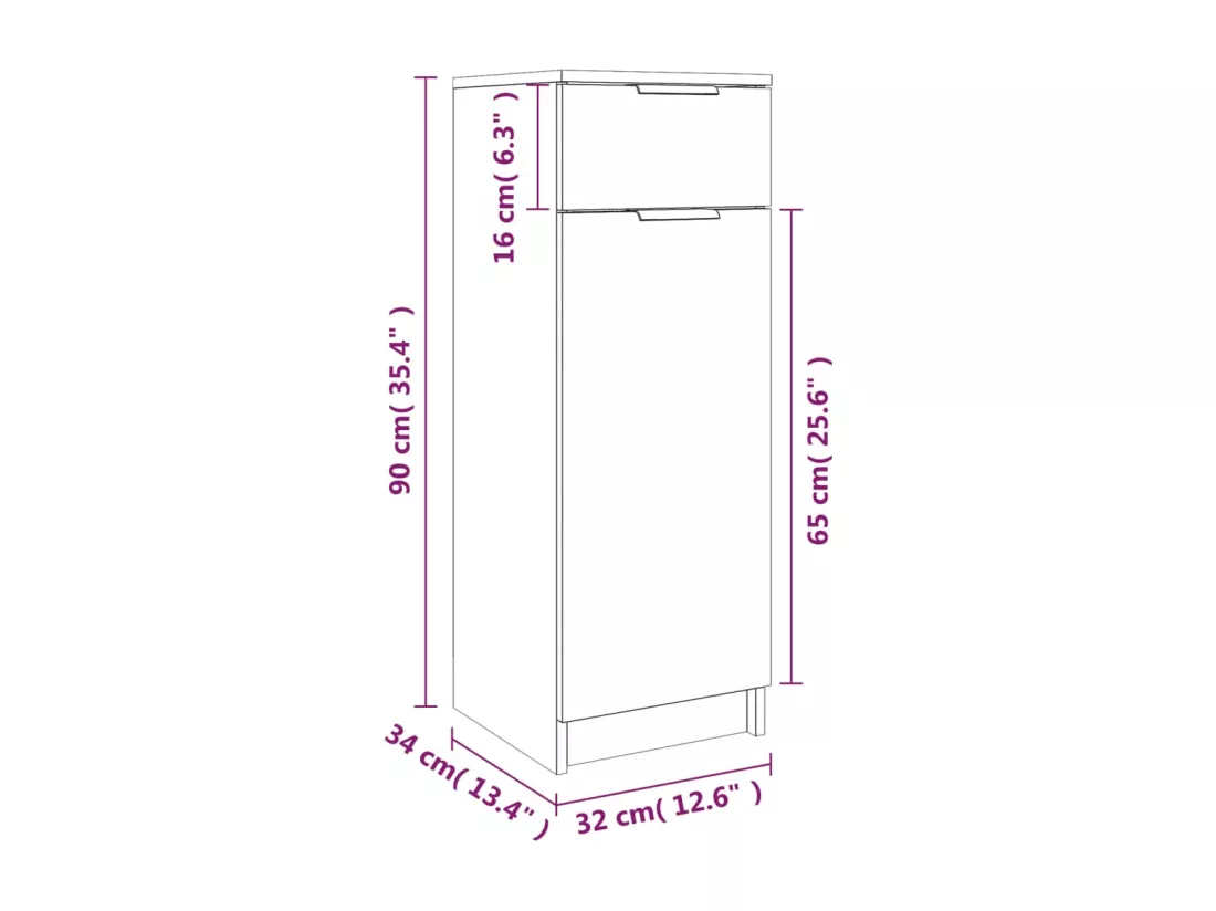 Armoire de salle de bain Noir 32x34x90 cm Bois d'ingénierie
