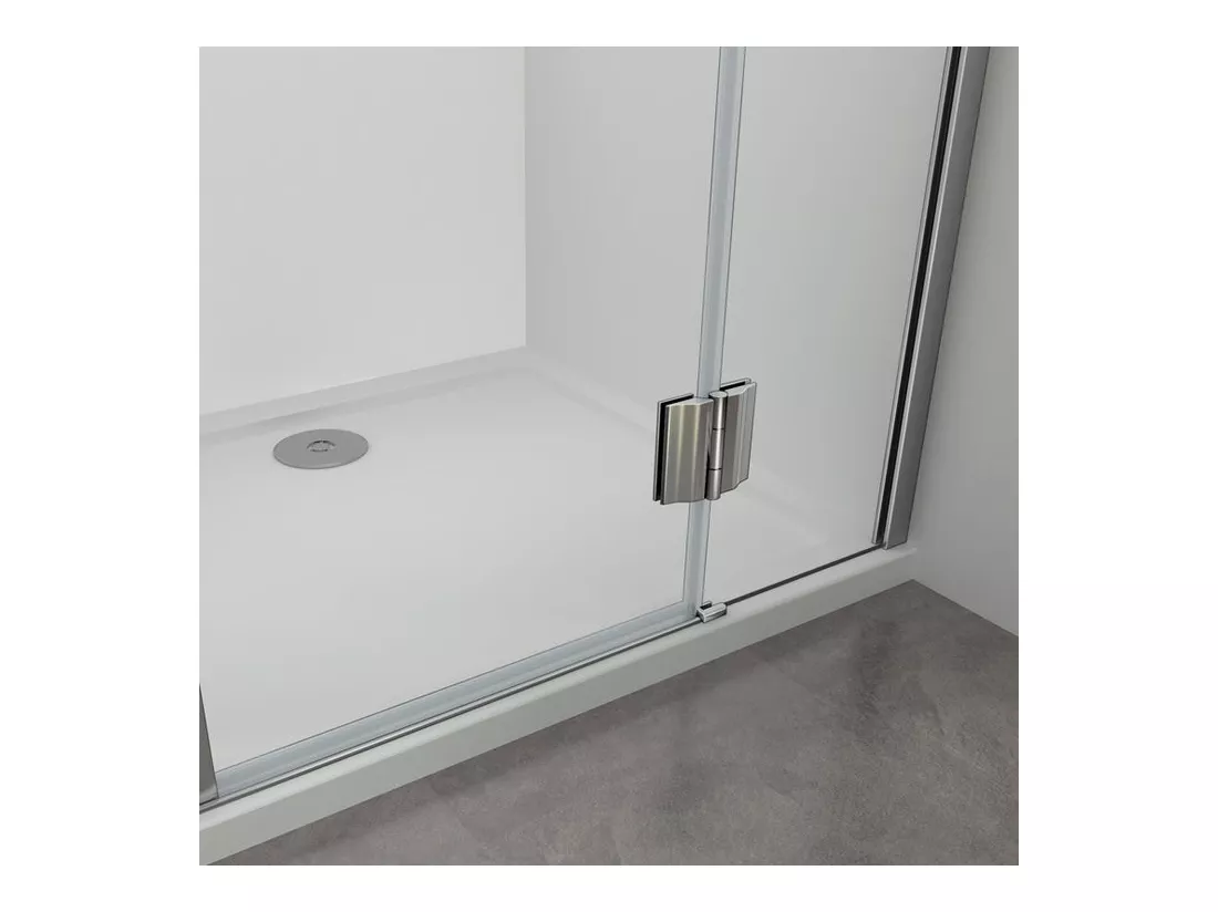 Cabine de douche battante 100x80x190cm porte de douche pivotante à charnière en 8mm verre securit anticalcaire, poignée en inox