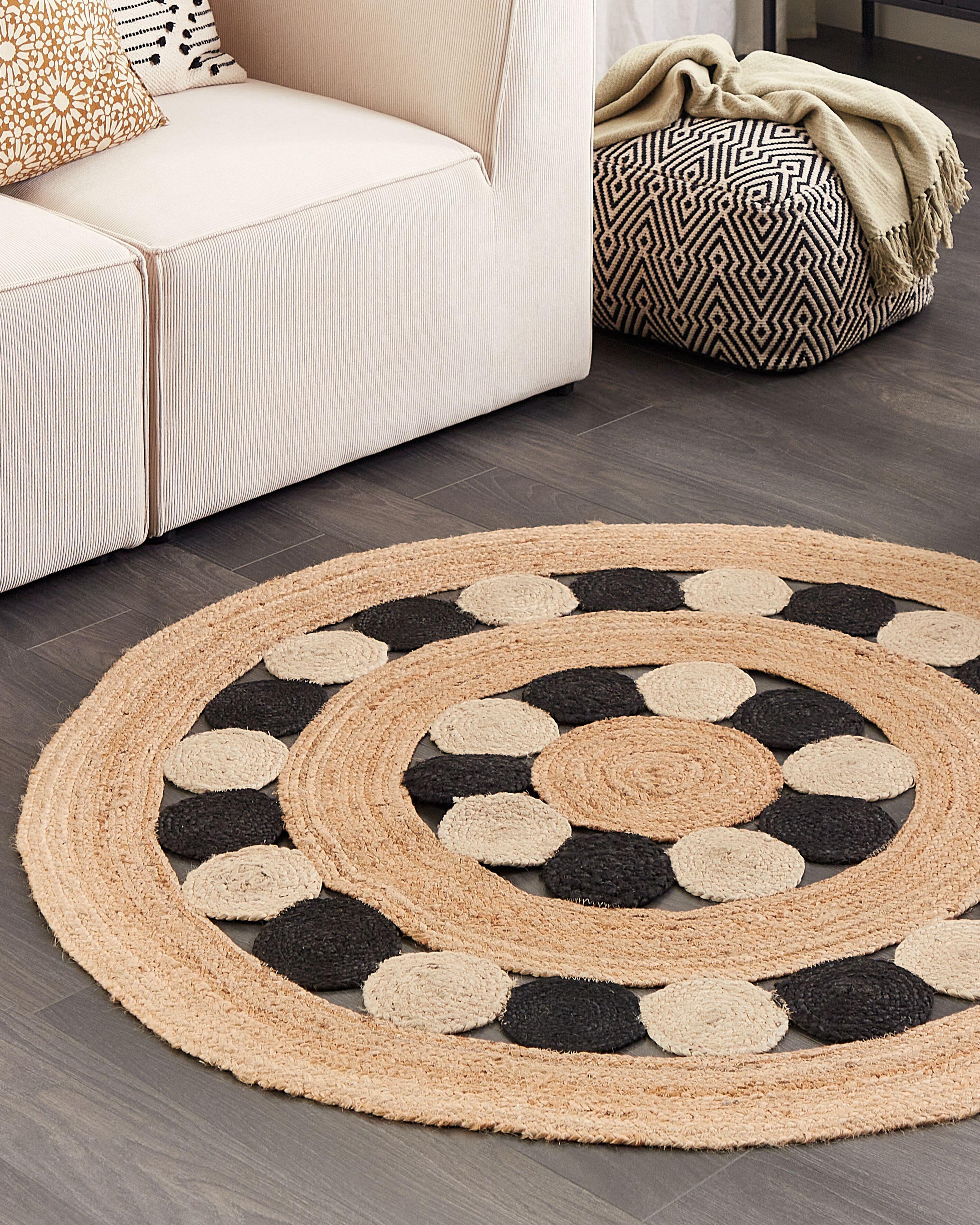 Vloerkleed HOVIT Zwart ø 140 cm Jute