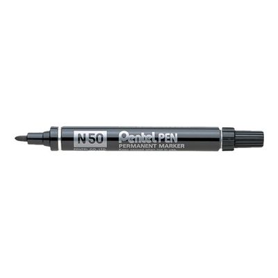 Pentel PEN N50 - Pack de 12 marqueurs permanents - pointe ogive - noir