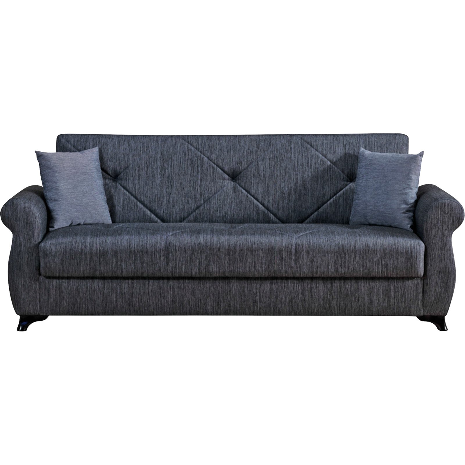 Bettsofa Rana Stoff dunkelgrau, Bettkasten