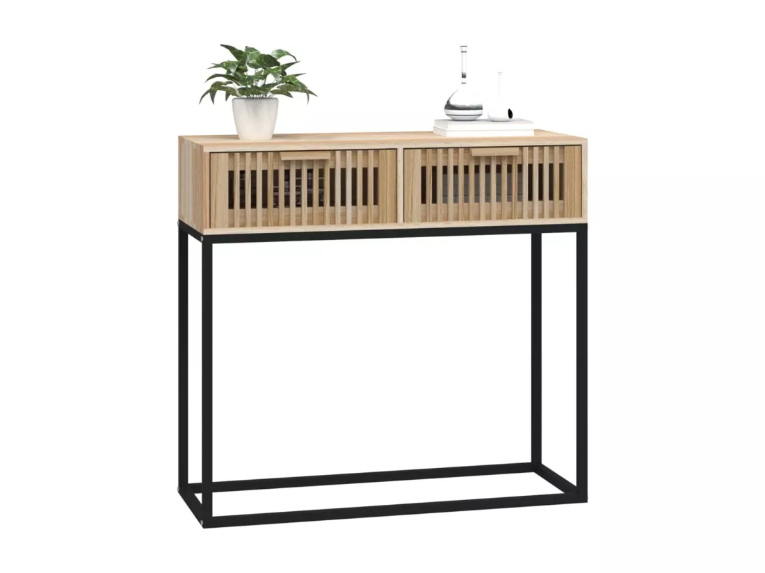 Table console 80x30x75 cm bois d'ingénierie et fer