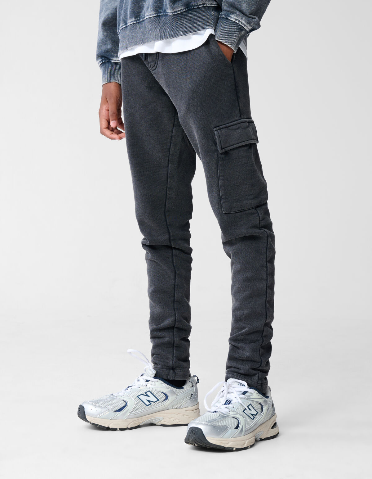 Washed Cargo Broek Donkergrijs