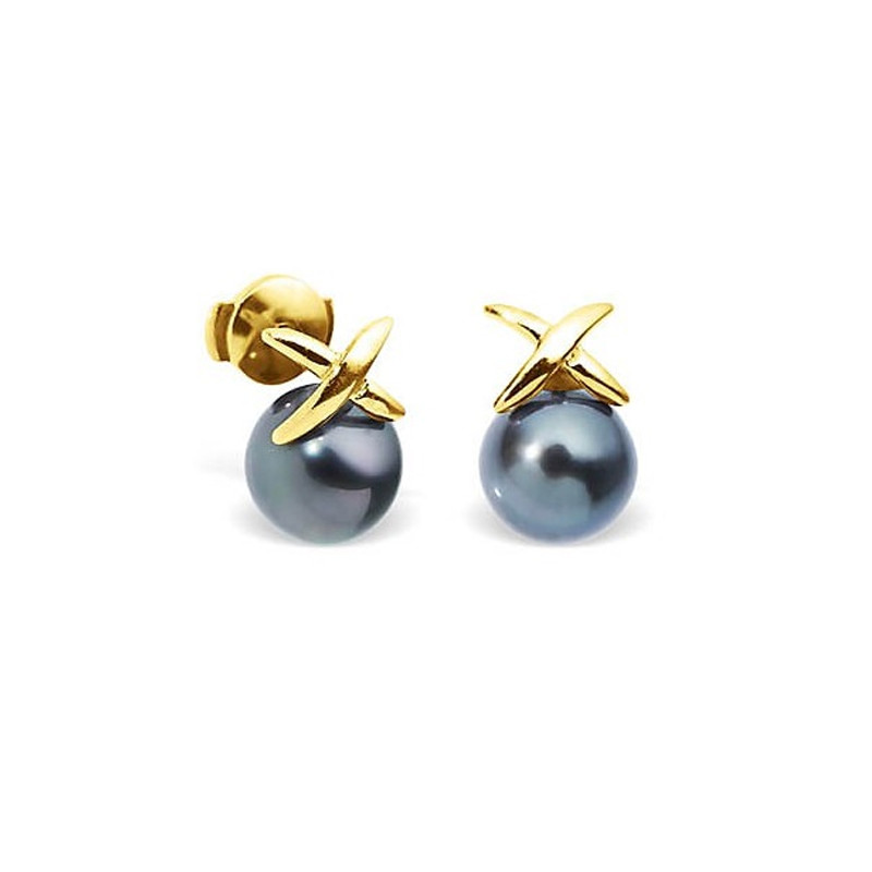 Boucles d'Oreilles Perles de Tahiti et or jaune 750/1000