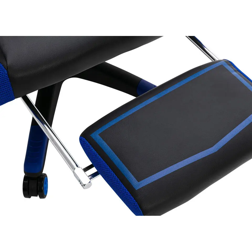 CLP Bureaustoel Clovis zwart Frame - Kunstleer - zwart/blauw