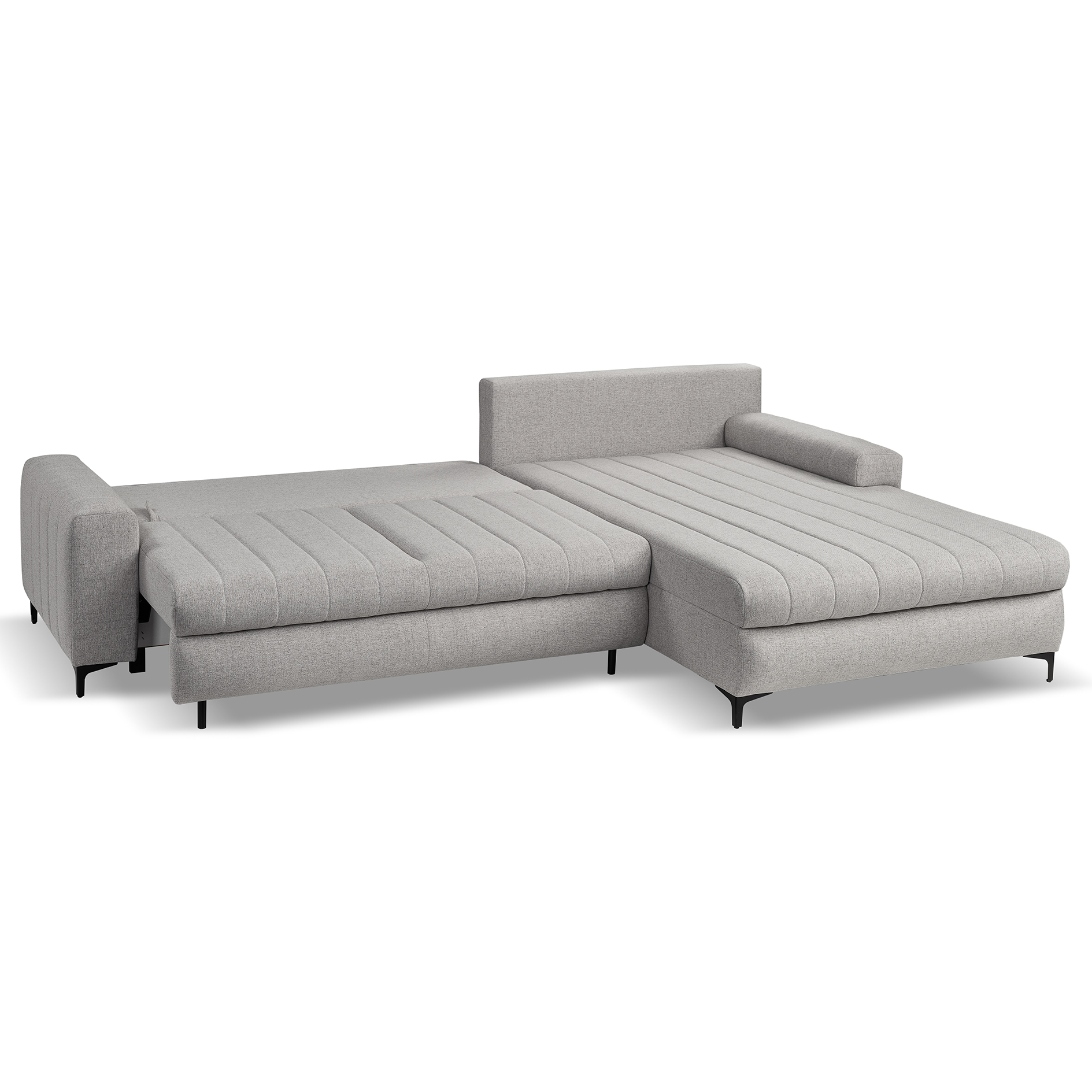 Ecksofa - silber- Liegefunktion und Staukasten